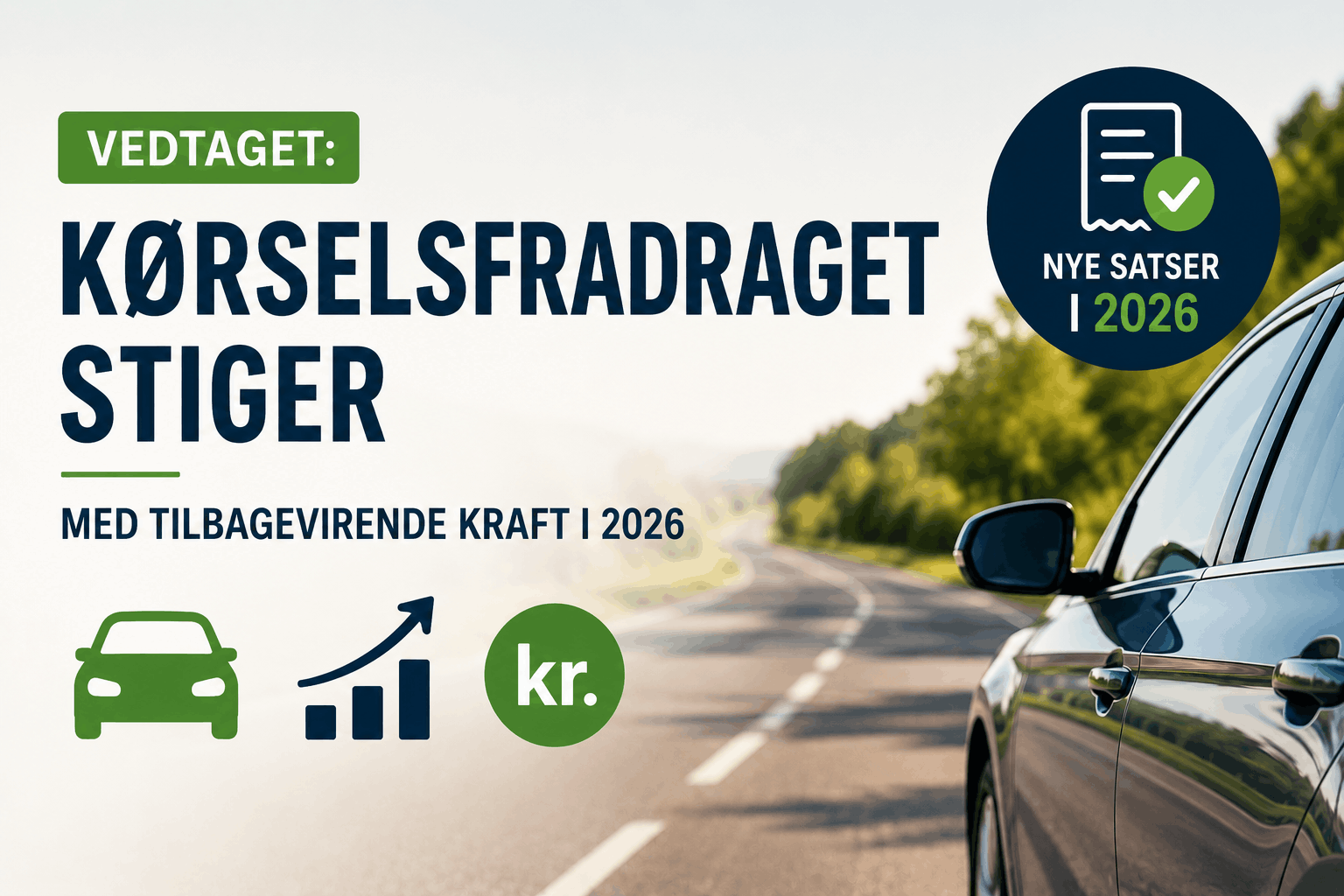 Vedtaget: Kørselsfradraget stiger med tilbagevirkende kraft i 2026